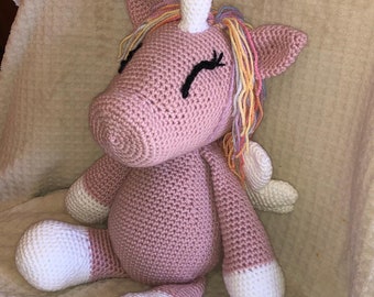 Custom Crochet Unicorn Plush Toy: Personalized Stuffed Animal Photo Prop
