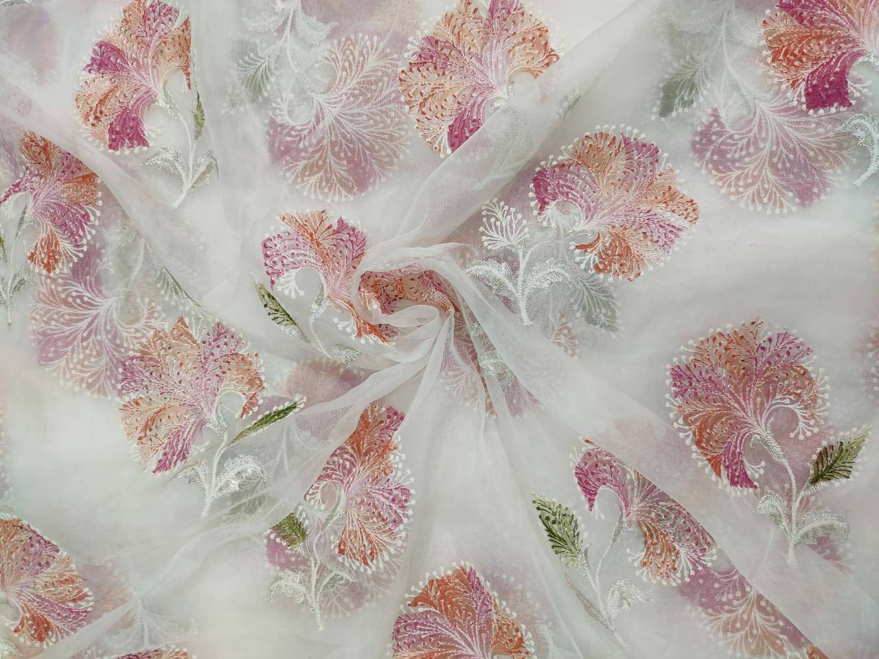 Hand Painted & Embroidered Organza Fabric/Fabric By Etsy
