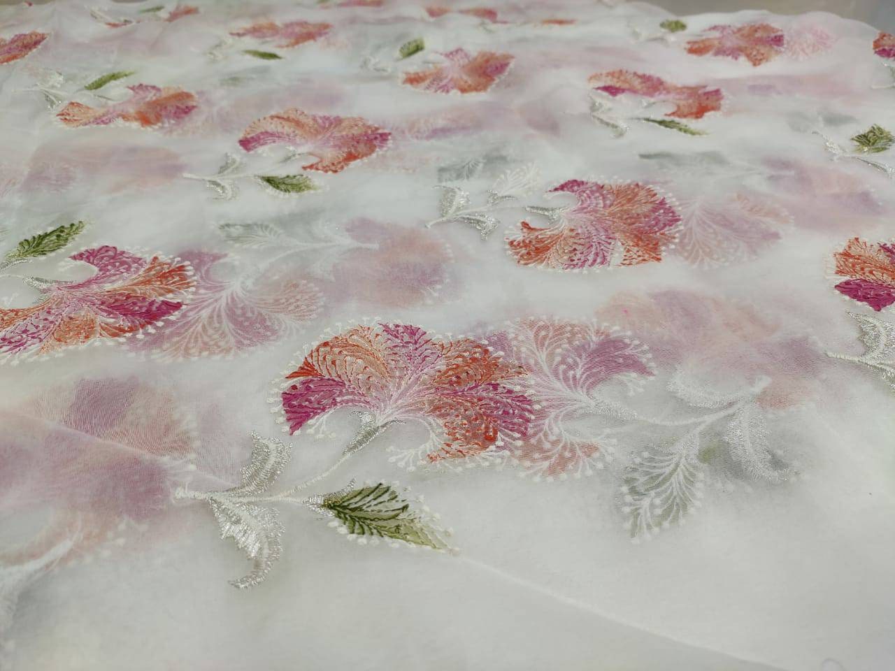 Hand Painted & Embroidered Organza Fabric/Fabric By Etsy