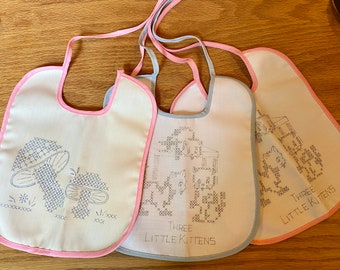 Vintage Baby Bibs to Embroider Set of 3