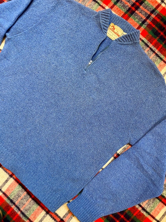 Vintage Quarter Zip 60s Wool Mod Sweater - image 2