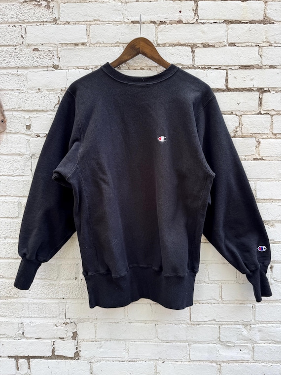 1990s Champion Reverse Weave Black Sweatshirt L - Etsy
