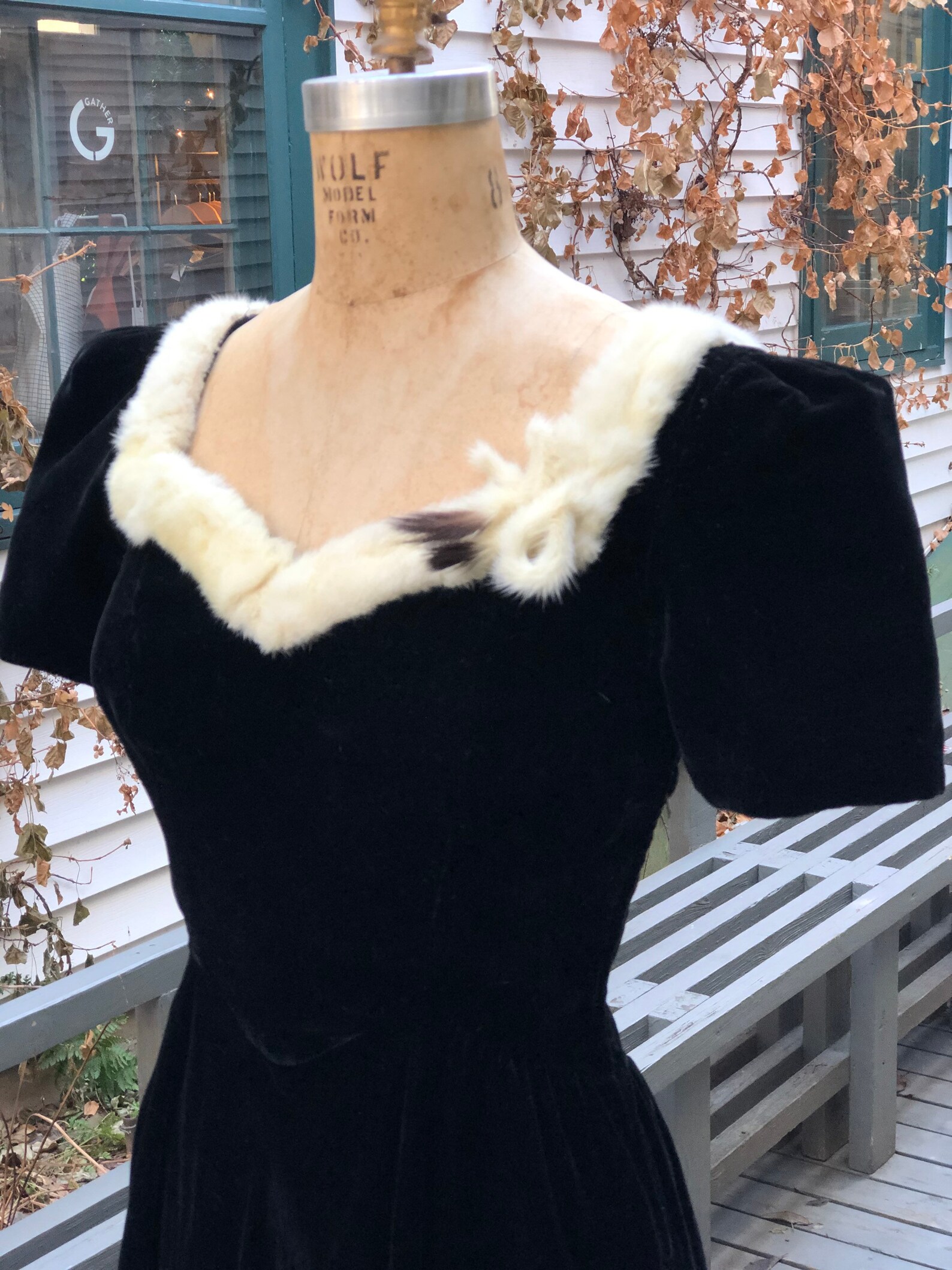 Vintage 1930s Velvet Gown Dress Mink Fur Trim Etsy