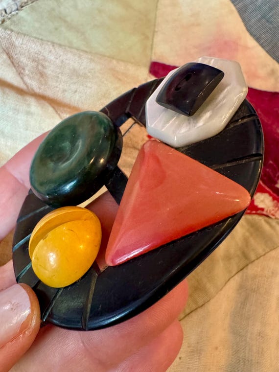 Bakelite Collage Statement Brooch - image 5