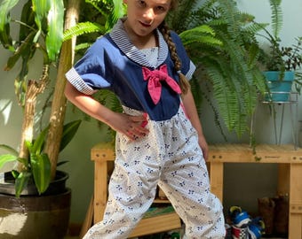 1980s Jumpsuit Girls Sailor Romper Choozie 5T 6x