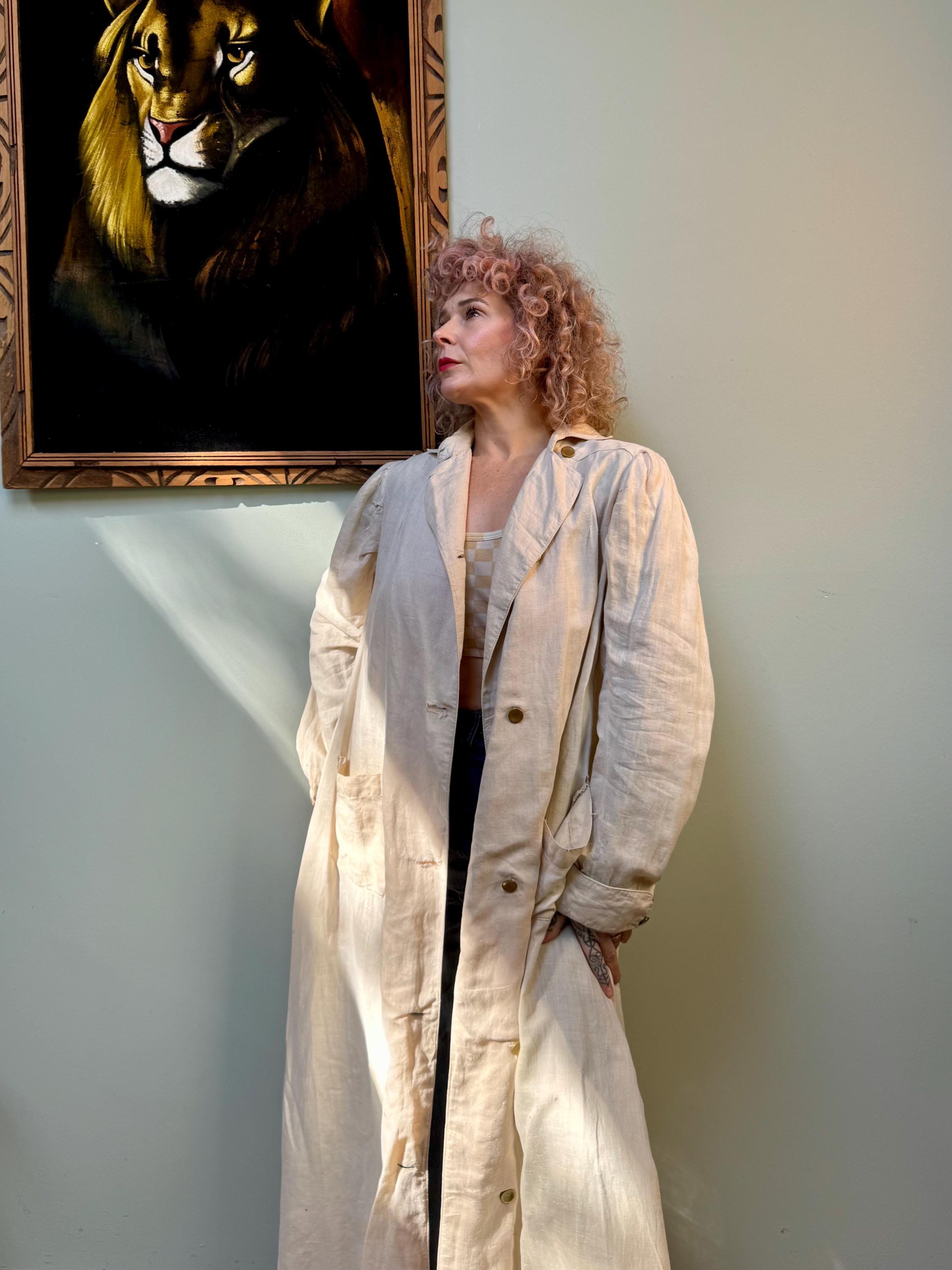 1900s Edwardian Linen Duster Car Motor Coat Trench Jacket XL - Etsy