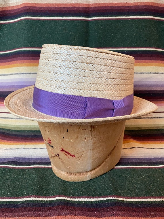 Vintage Boater Straw Hat 1950s Milan “Hat Joseph”
