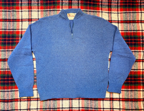 Vintage Quarter Zip 60s Wool Mod Sweater - image 1