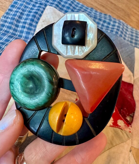 Bakelite Collage Statement Brooch - image 4