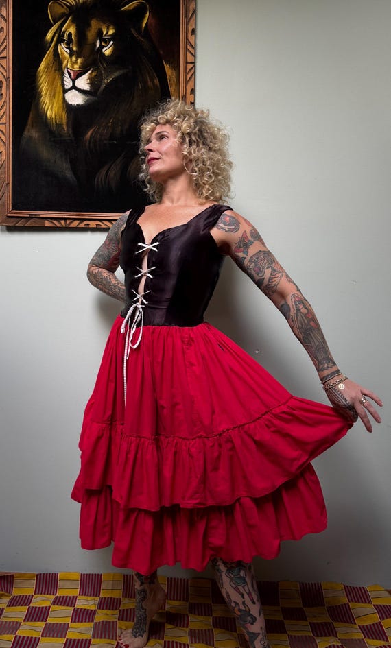 1950s Costume Dress Lace Up Corset Top Renaissance S