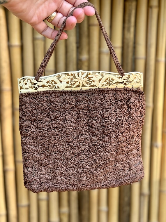 Crochet Bag, Wooden Handle, Handmade Bag, Crochet Bag Model