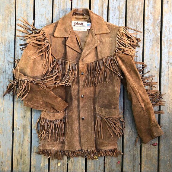 Vintage 1970s Schott Western Fringe Suede Jacket