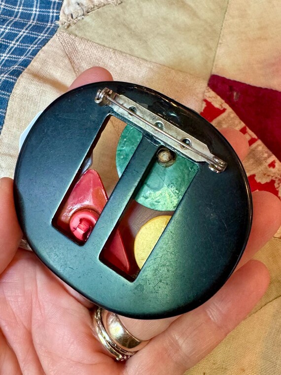 Bakelite Collage Statement Brooch - image 6