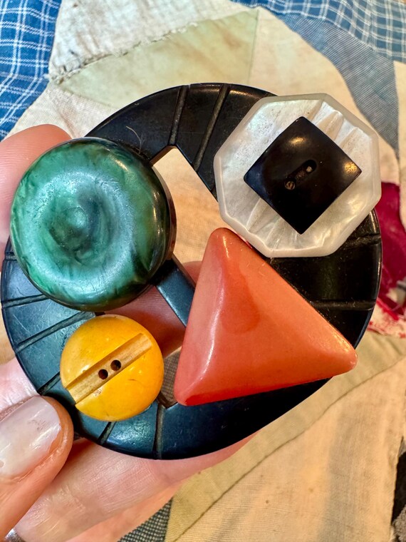 Bakelite Collage Statement Brooch - image 3