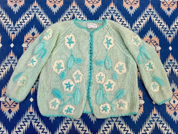 60s Mohair Embroidered Cardigan De L’Orsa - image 1