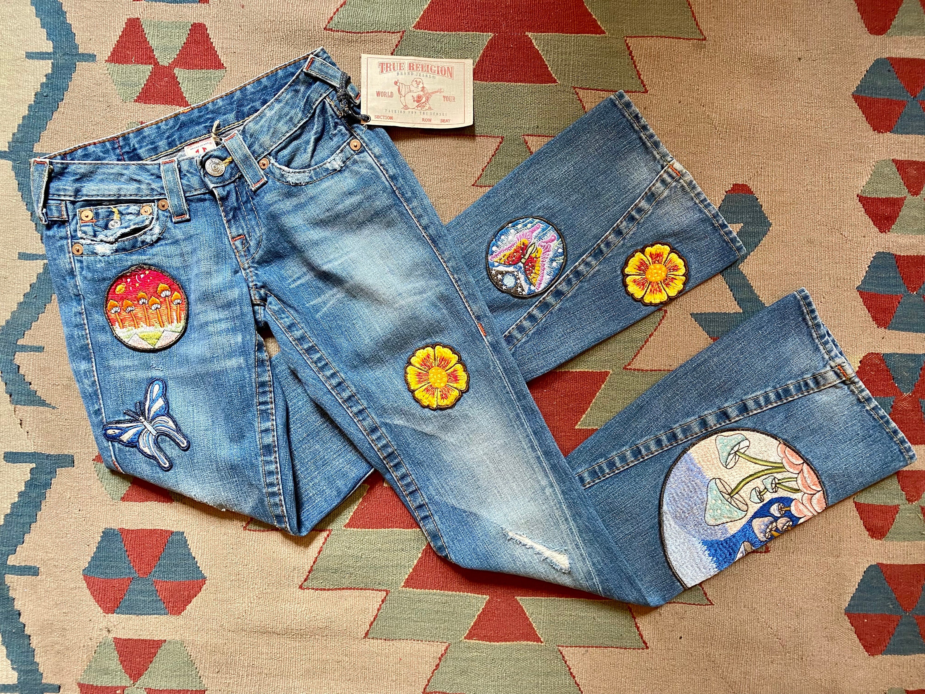 VTG True Religion Jeans Joey Society Flares Patch Drifter VTG True Religion Jeans Joey Society Flares Patch Drifter