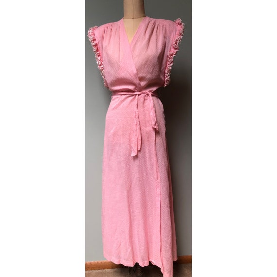 Vintage 40s Cotton Wrap Dress / 1940s Swiss Dot P… - image 5