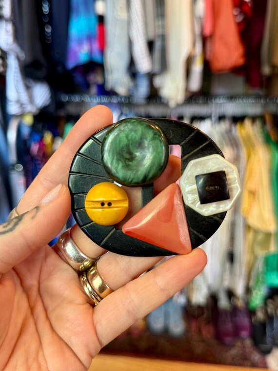 Bakelite Collage Statement Brooch - image 2