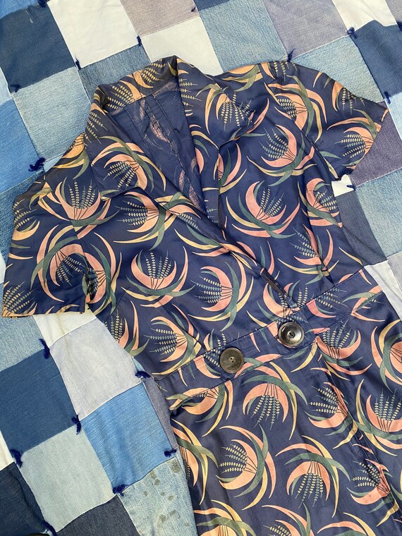 Vintage 1930’s Cotton Twill Wrap Dress Novelty Pri