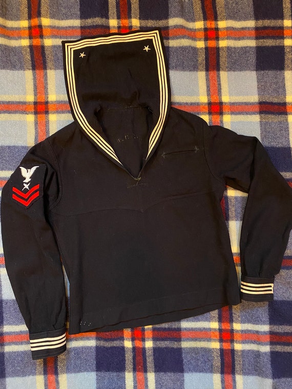 Vintage USN Navy Sailor WWII 1940s Wool Top