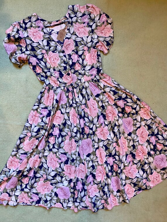 Vintage 80s does 40s Floral ED Michaels Dress - image 6