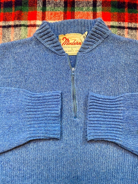 Vintage Quarter Zip 60s Wool Mod Sweater - image 3