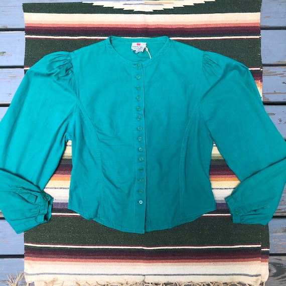 Vintage 1970s Jade Green Cotton Neo Victorian Prai