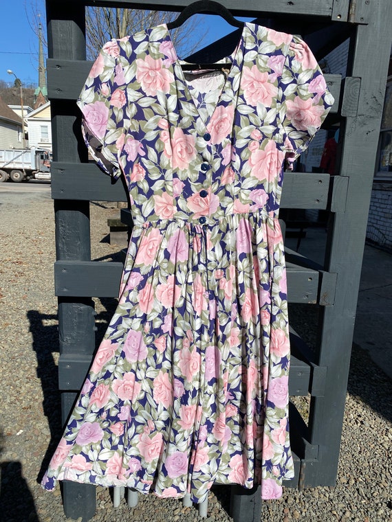 Vintage 80s does 40s Floral ED Michaels Dress - image 5