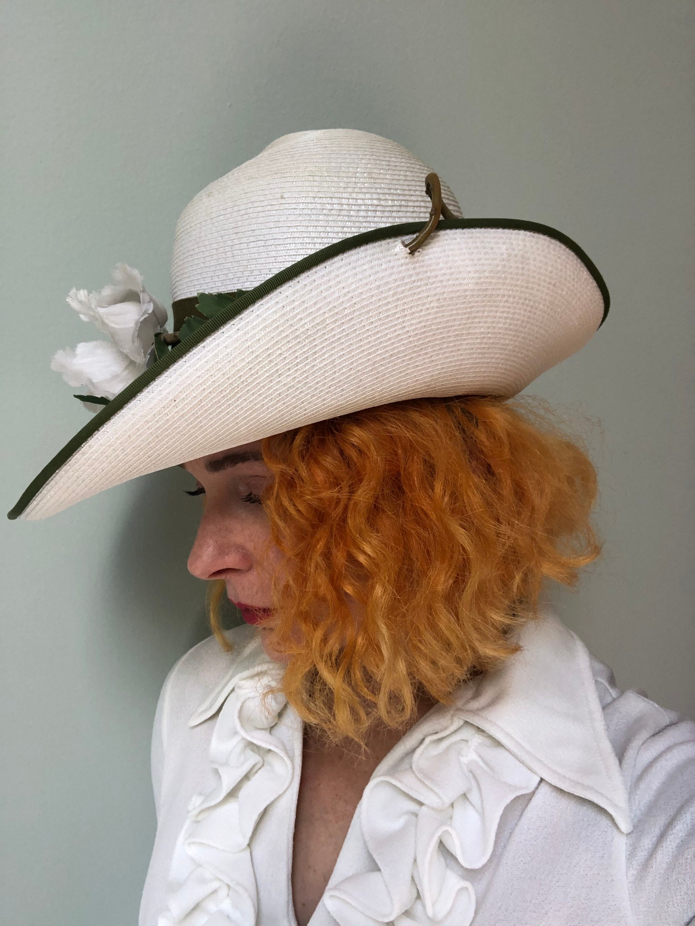 1970s Hat Kurt Jr by Tom Hann Spring Straw Flower Fedora  display picture 3