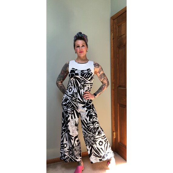 Vintage 1960s Op-Art Psychedelic Jumpsuit / 1960s