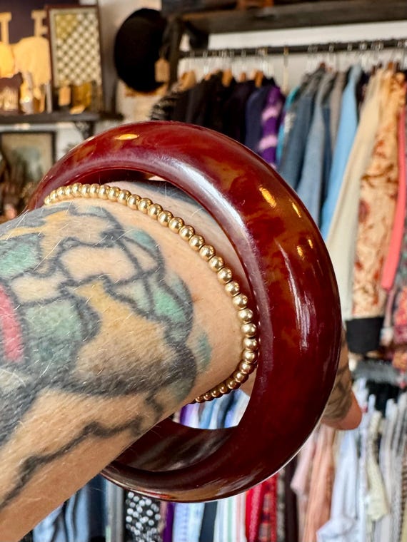 Cherry Amber Bakelite Chunky Bangle Cuff - image 7