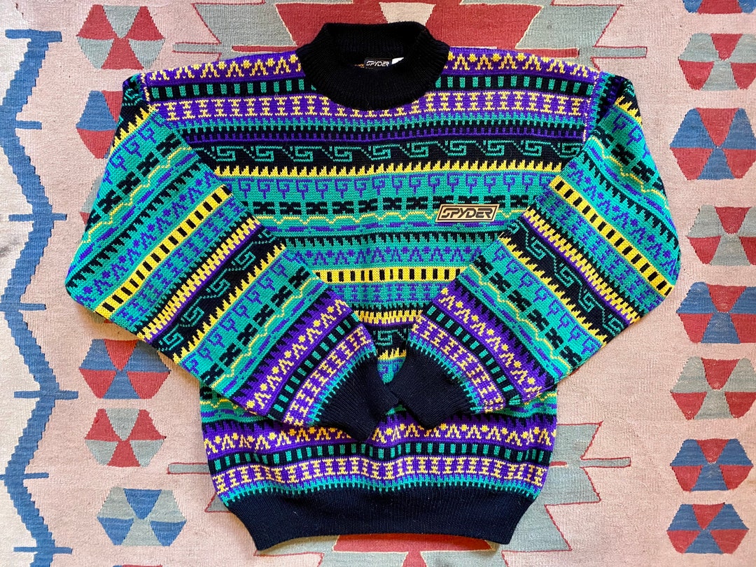 Rare Coozie 3D Knit Multicolor 90s Vintage Knit Sweater Good