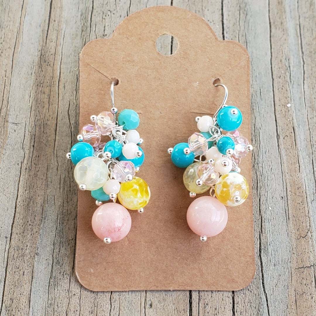 Candy Drop Earrings / Cluster Earrings / Quartz Jewelry / Sterling
