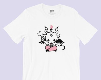 White baby Baphomet t shirt|Pastel goth clothing|Gothic t shirt|Plus size goth|Wicca Satanic Pagan t shirt|Pastel goth shirt|Pastel goth tee