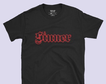 Black/Red Sinner Tshirt|Inverted cross|Gothic t shirt|Pagan clothing|Satanic clothing|Emo clothing|Crust punk|Gothic clothing men|Goth shirt