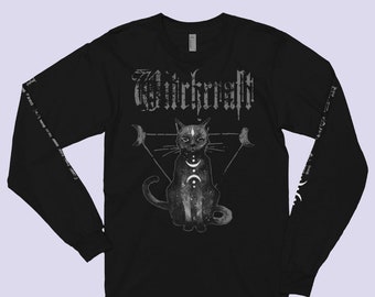 Witchcraft Salem Witch shirt|Black Oversized long sleeve Goth shirt|Triple moon Goth tshirt|Gothic t shirt|Wiccan shirt Pagan Witch clothing