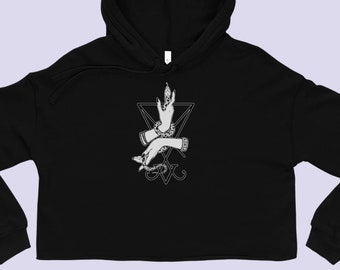 Sigil of Lucifer & Lilith snake cropped hoodie|Goth crop top hoodie|Goth hoodie|Gothic hoodie|Crop hoodie| Emo Satanic Occult Pagan clothing