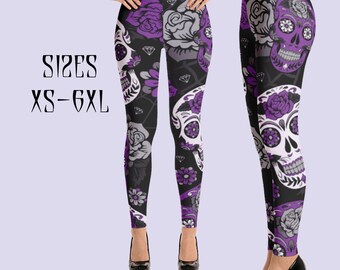 Sugar skull leggings|Day of the Dead leggings|Day of the Dead costume|Sugar skull Yoga leggings|Gym leggings|Plus size Goth|Gothic clothing