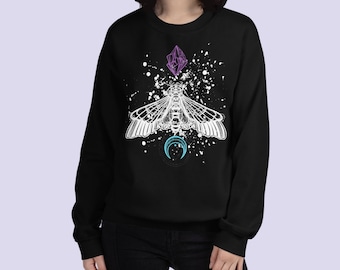 Moletom gótico pastel traça|Suéter gótico pastel|Roupas de bruxa gótica|Moletom grunge macio|Moletom com capuz estético gótico plus size|Suéter grunge