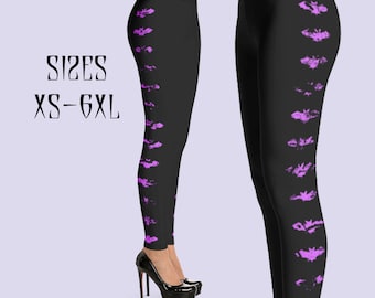 Pastel goth leggings|Gothic leggings|Gothic clothing|Plus Size Goth|Pastel goth clothing|Purple plus size Halloween leggings|Gothic pants