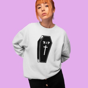 RIP Coffin Nu Goth sweatshirt|Soft Grunge sweater|Emo clothing|Plus Size Goth clothing women|Post punk|Gothic clothes|Pastel Goth sweater
