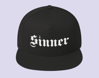 SINNER black Gothic hat|Goth cap|Nu Goth Thrasher hat|Satanic Clothing|Pagan Clothing|Emo clothing|Gothic clothes|Goth clothes