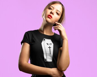 Coffin black crop top|Goth crop top|Pastel Goth crop top|Nu Goth top|Soft grunge|Post punk top|Black Goth shirt|Goth tshirt|Gothic crop top