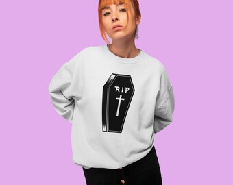 RIP Coffin Nu Goth sweatshirt|Soft Grunge sweater|Emo clothing|Plus Size Goth clothing women|Post punk|Gothic clothes|Pastel Goth sweater