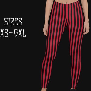 Red/Black vertical stripes striped leggings|Gothic leggings|Plus size Goth leggings|Nu Goth clothing|Punk Pants|Punk leggings|Gothic clothes