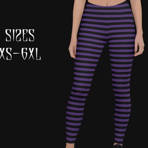Purple/Black striped leggings|Gothic leggings|Plus size Goth leggings|Goth clothing|Punk Pants|Punk leggings|Witch leggings|Gothic clothes