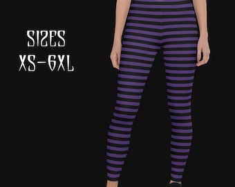 Purple/Black striped leggings|Gothic leggings|Plus size Goth leggings|Goth clothing|Punk Pants|Punk leggings|Witch leggings|Gothic clothes
