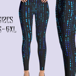 Matrix Coding Cyber Goth leggings|Burning man Woman Rave Cyberpunk pants|Futuristic clothing|Cybergoth|Cyberpunk clothing|Cyberpunk cosplay