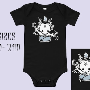 Baby Baphomet Gothic bodysuit|Baby goth|Goth baby|Gothic baby shower|Goth baby clothing|Goth baby clothes|Baby Black Halloween one piece