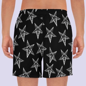 Baphomet Pentagrama invertido pantalones cortos de natación para hombres / Pantalones cortos negros / Ropa gótica para hombres / Thrasher / Hardcore punk / Ropa satánica / Ropa pagana imagen 8